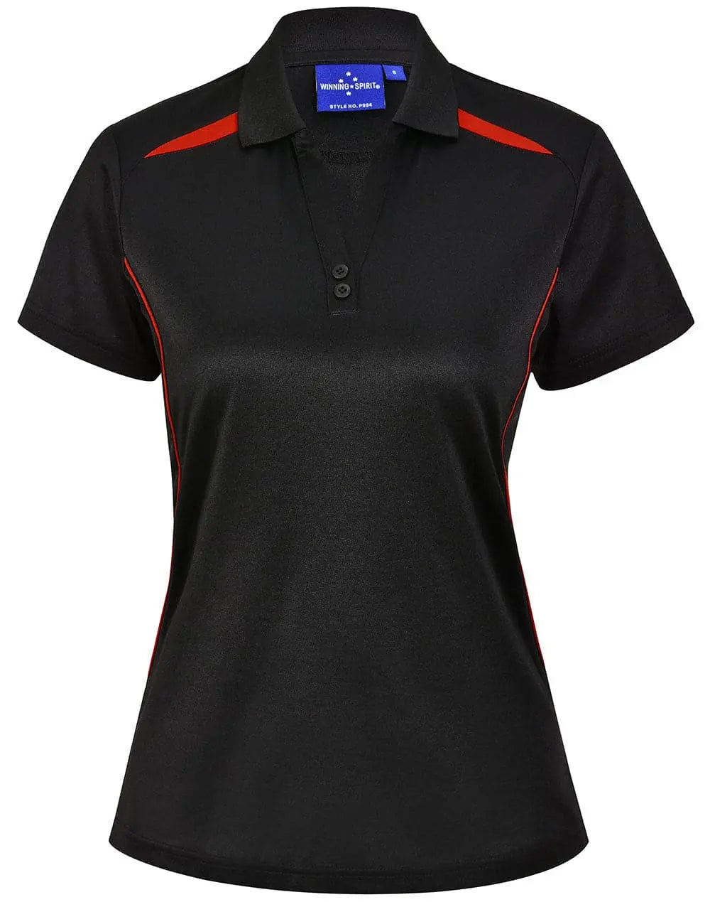 Winning Spirit Women's Sustainable Poly-Cotton Contrast Polo PS94 Casual Wear Winning Spirit Black/Red 6